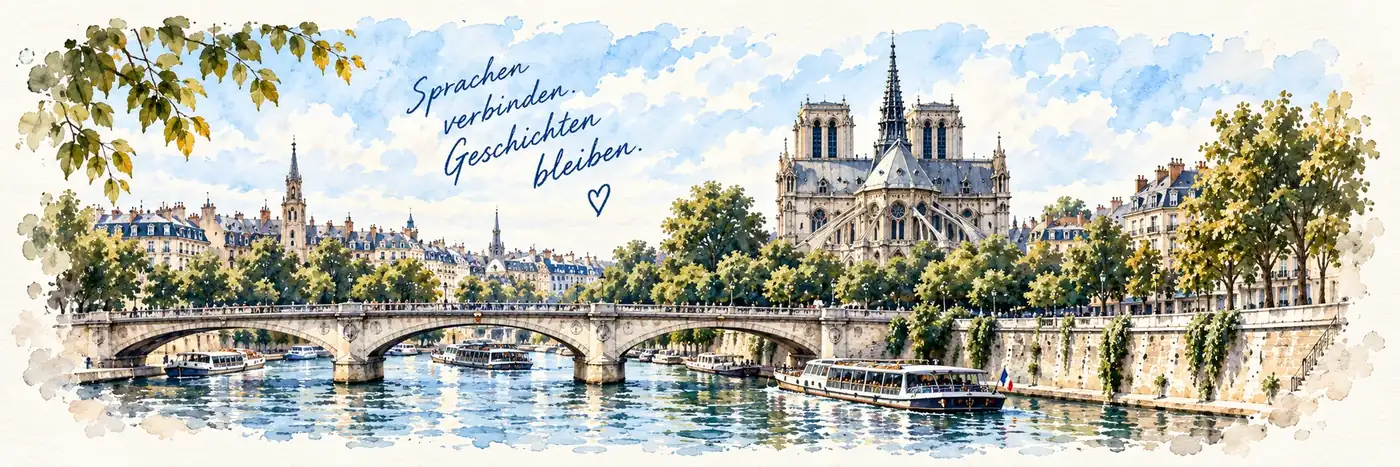 Aquarell der Seine und Notre-Dame in Paris